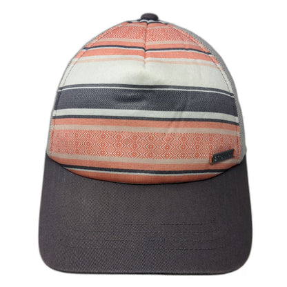 Columbia Trucker Hat Gray Orange White Striped One Size Mesh Back Snapback