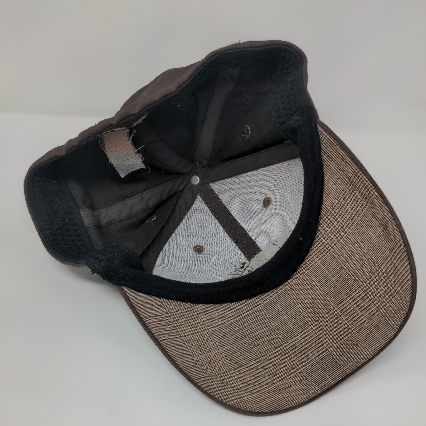 Quiksilver Fitted Hat Brown One Size Embroidered Plaid Vent Holes