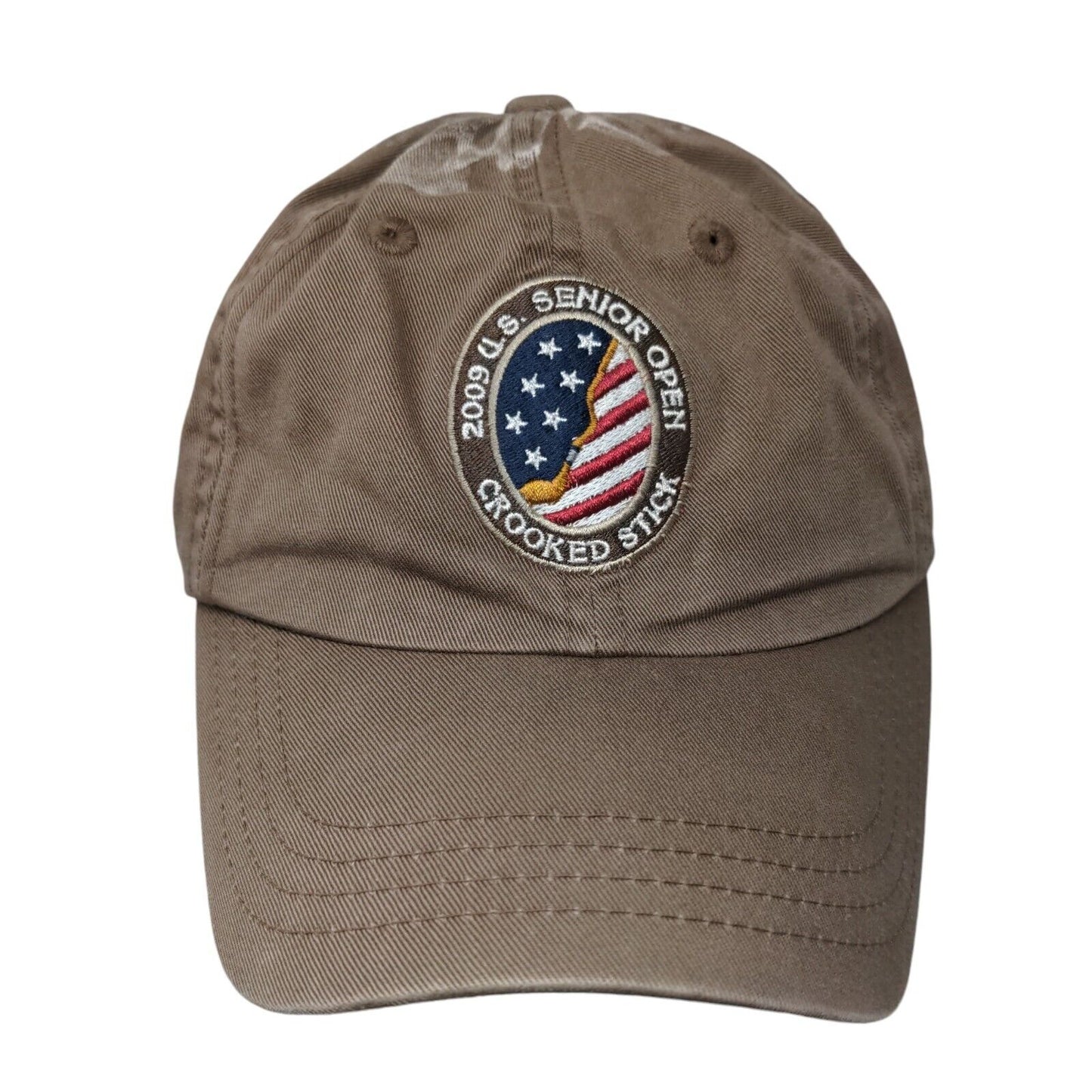 2009 US Senior Open Crooked Stick Strapback Hat Brown OS Adjustable Patriotic