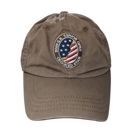 2009 US Senior Open Crooked Stick Strapback Hat Brown OS Adjustable Patriotic