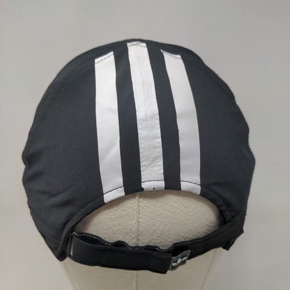 Adidas Men's Strapback Hat Black White Striped Distressed Trefoil Logo