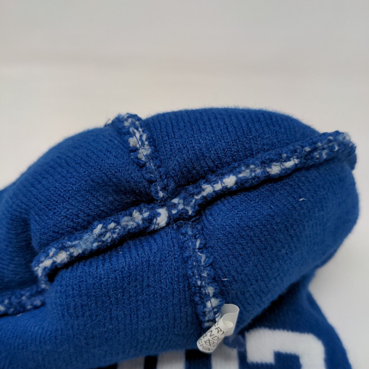 Lucas Oil Men's Knit Beanie Hat Cap Blue Camouflage Acrylic Blend Pom Pom