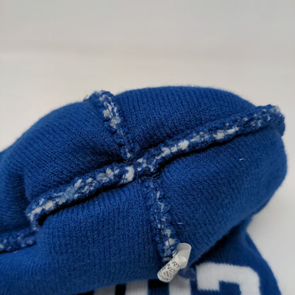 Lucas Oil Men's Knit Beanie Hat Cap Blue Camouflage Acrylic Blend Pom Pom