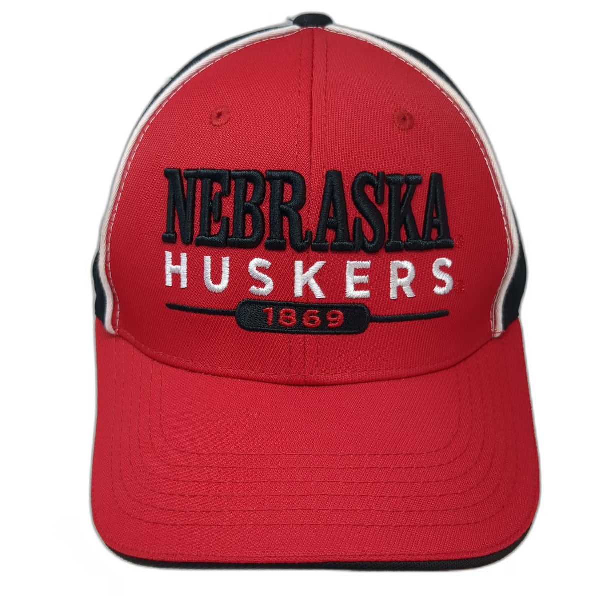 Nebraska Huskers NCAA Captivating Snapback Hat Red Black White One Size 1869 N