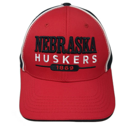 Nebraska Huskers NCAA Captivating Snapback Hat Red Black White One Size 1869 N