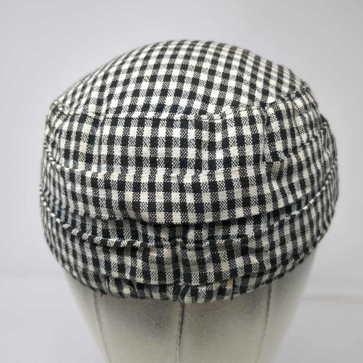 Roxy Army Cap Black White One Size Distressed Gingham Check Studs Plaid Hat