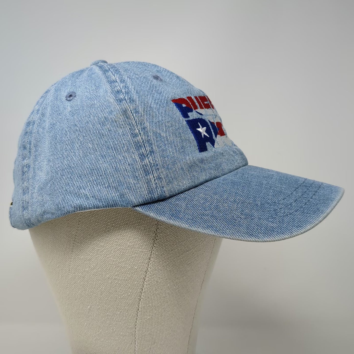 Headgear Puerto Rico Flag Blue Baseball Cap One Size Hat Slideback Denim Strap