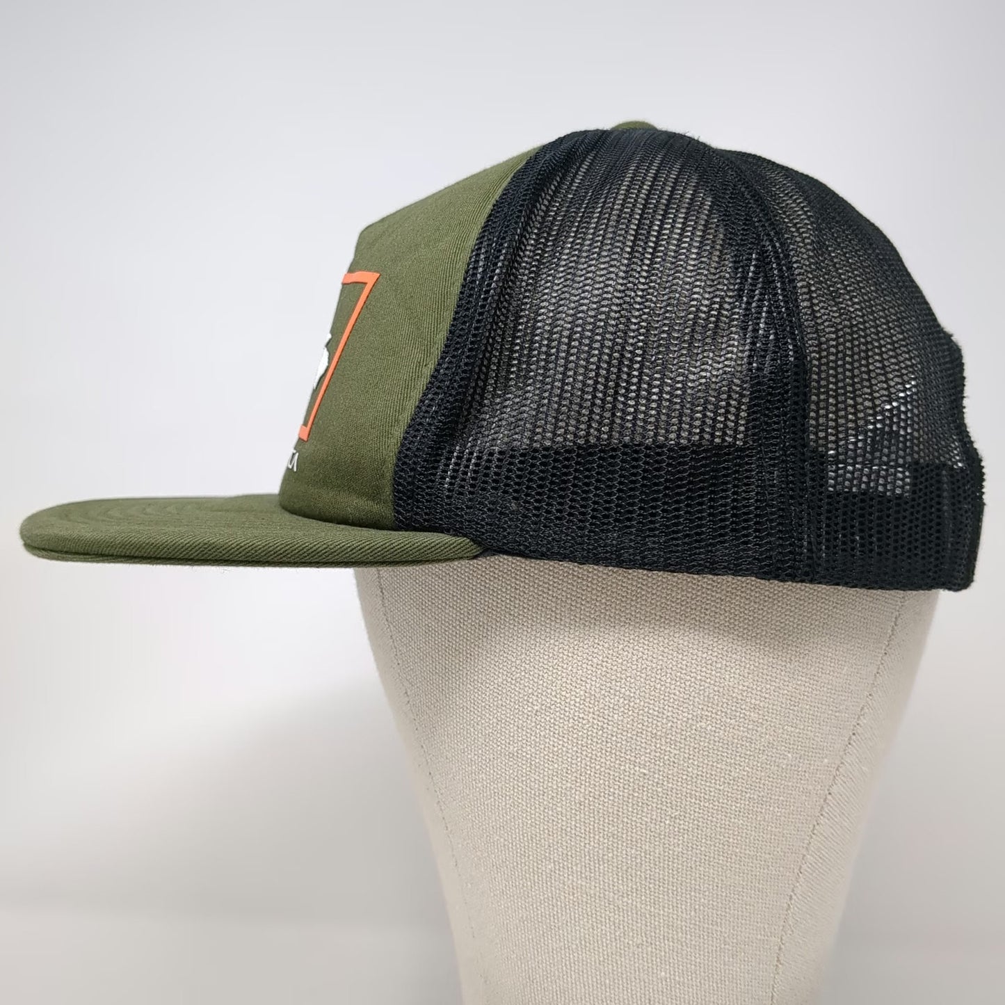 RVCA Trucker Hat Green OSFM Mesh Back Hawaii VA Logo Deep Fit Snapback Flat Brim