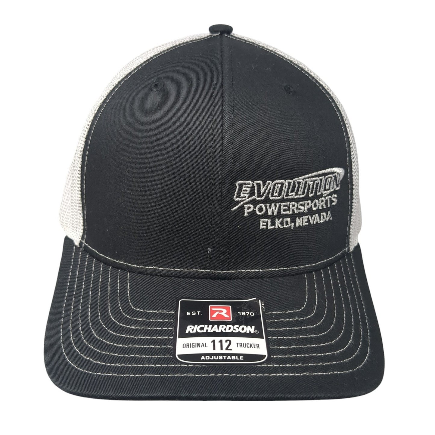 Evolution Powersports Elko Nevada Trucker Hat Black OS Adjustable Richardson
