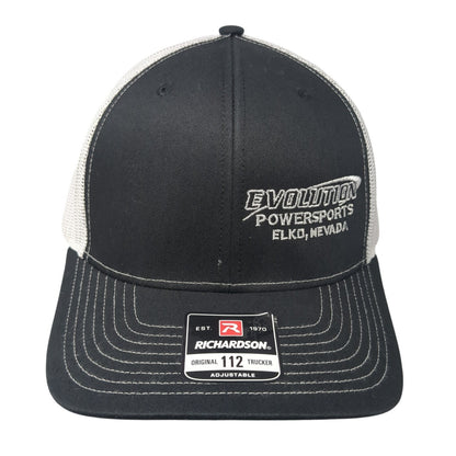 Evolution Powersports Elko Nevada Trucker Hat Black OS Adjustable Richardson