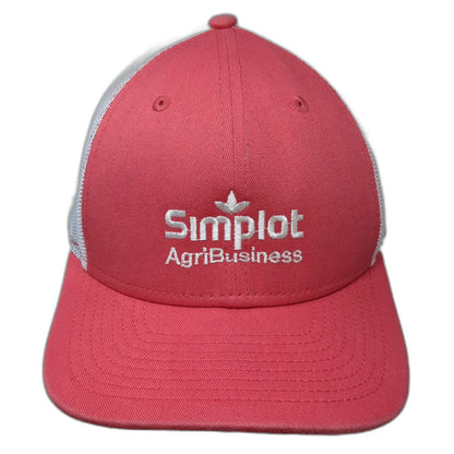 New Era Trucker Hat Pink White One Size Simplot Smoky Canyon Mine Snapback