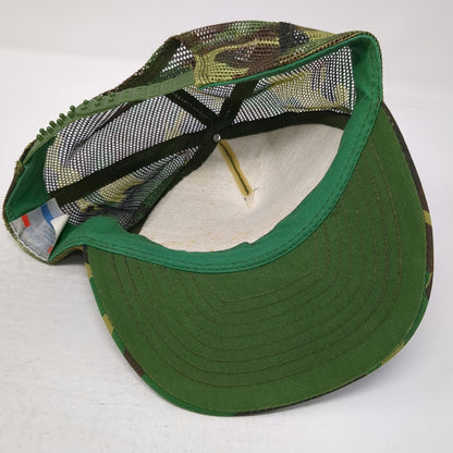 San Sun Trucker Hat Green One Size Bass Fish Camo Mesh Snapback Hunting