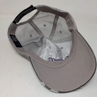 Unbranded Men's Strapback Meshback Hat Gray Embroidered Storm Logo Cotton Blend