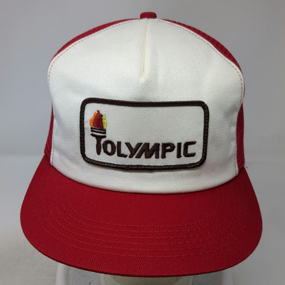 K-Brand Trucker Hat Red White One Size Olympic Paint Torch Patch Mesh Snapback