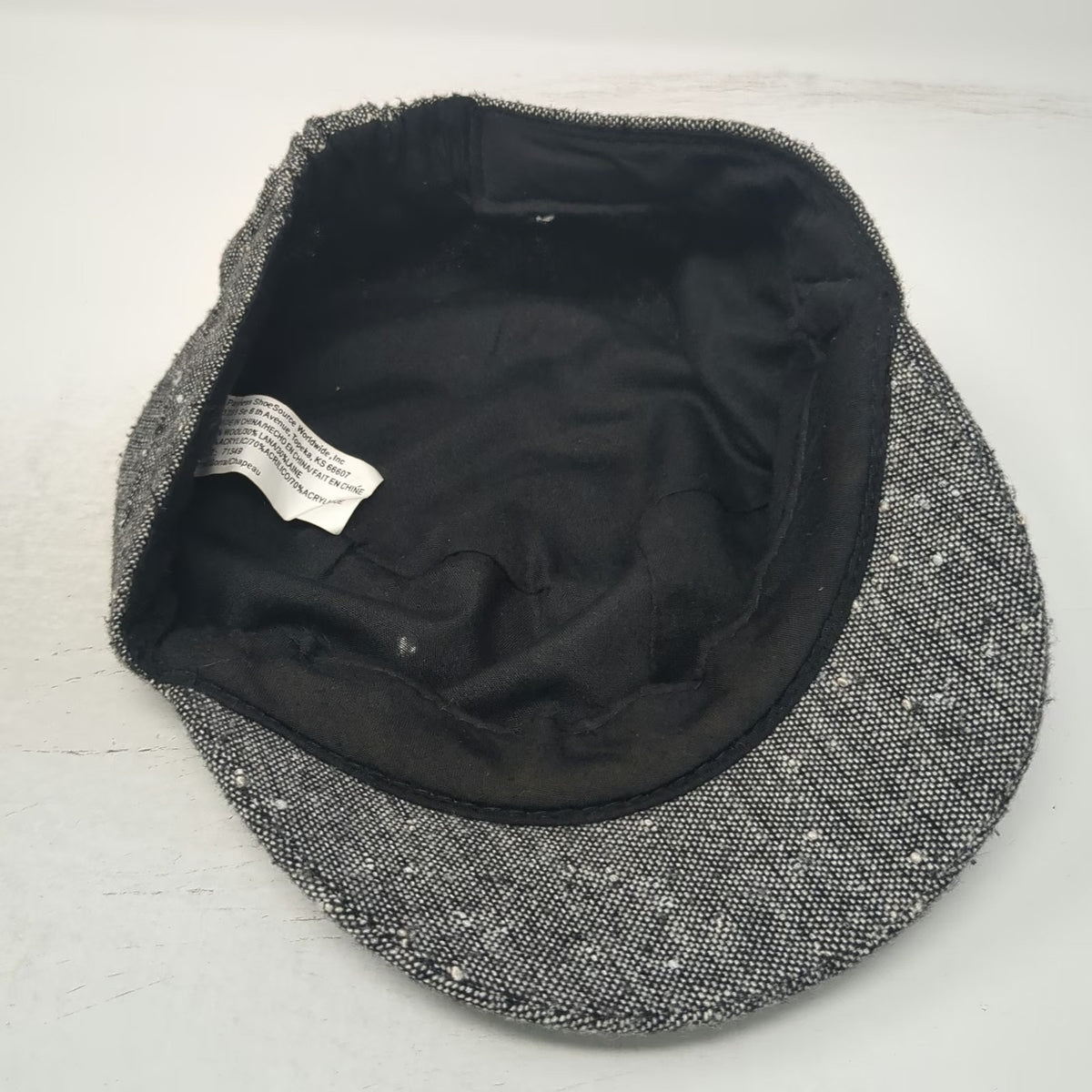 Payless Army Cap Gray One Size Wool Blend Speckled Decorative Buttons Hat