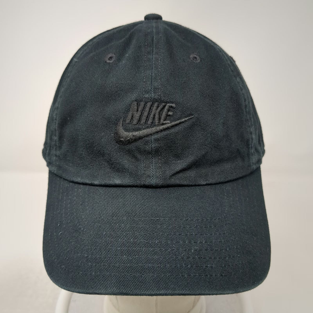 Nike Baseball Cap Black L Slideback Strap Embroidered Swoosh Logo Cotton Hat