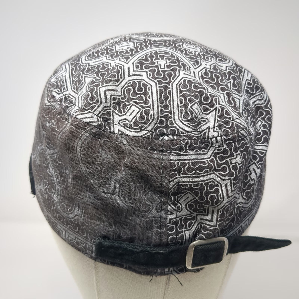 Amazonia Army Cap Black Gray One Size Geometric Tribal Pattern Slideback Hat
