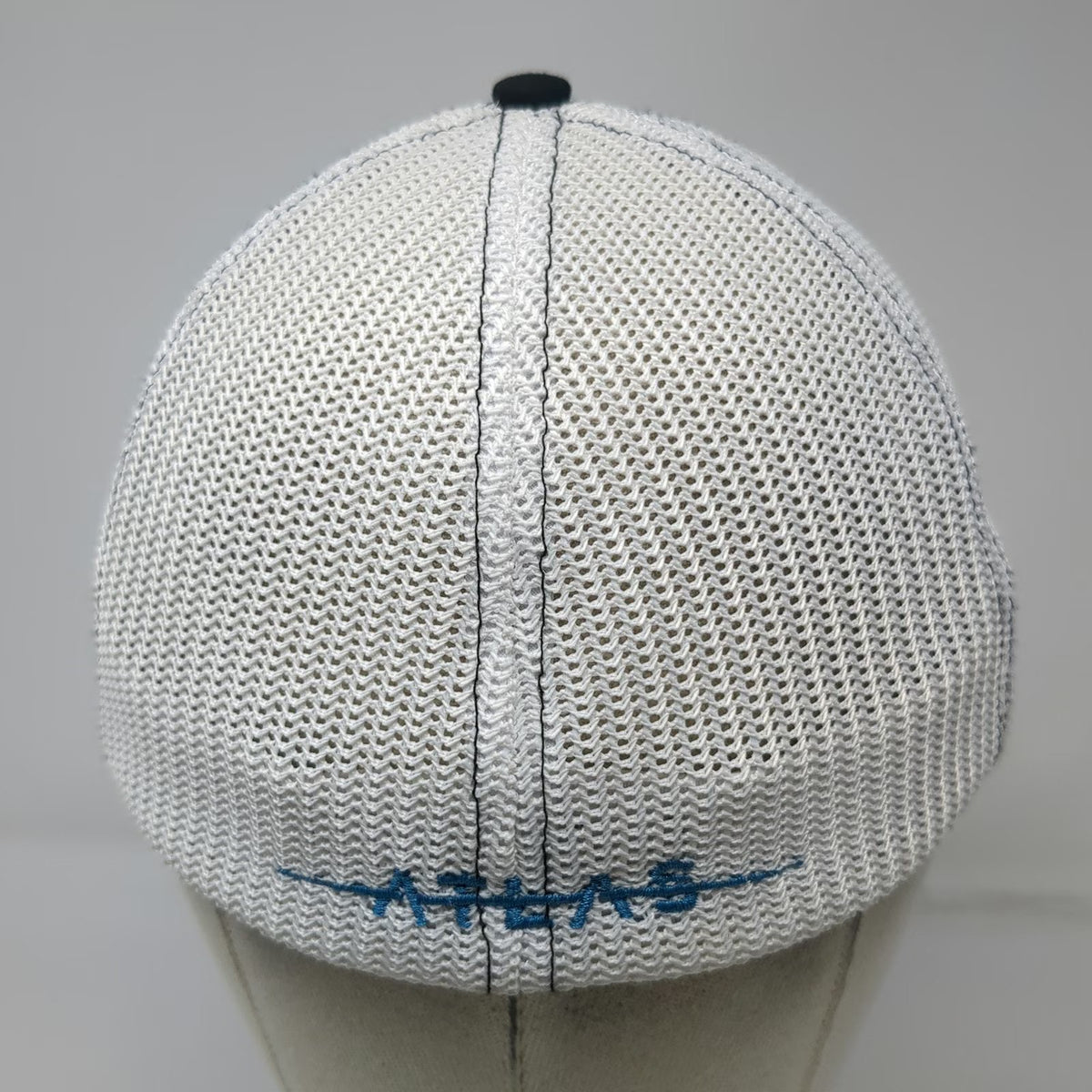 Richardson Baseball Cap Black XL Mesh Stretch Fit Atlas Logo Hat Curved Brim