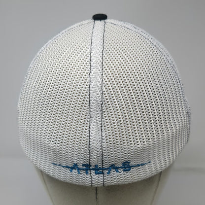 Richardson Baseball Cap Black XL Mesh Stretch Fit Atlas Logo Hat Curved Brim