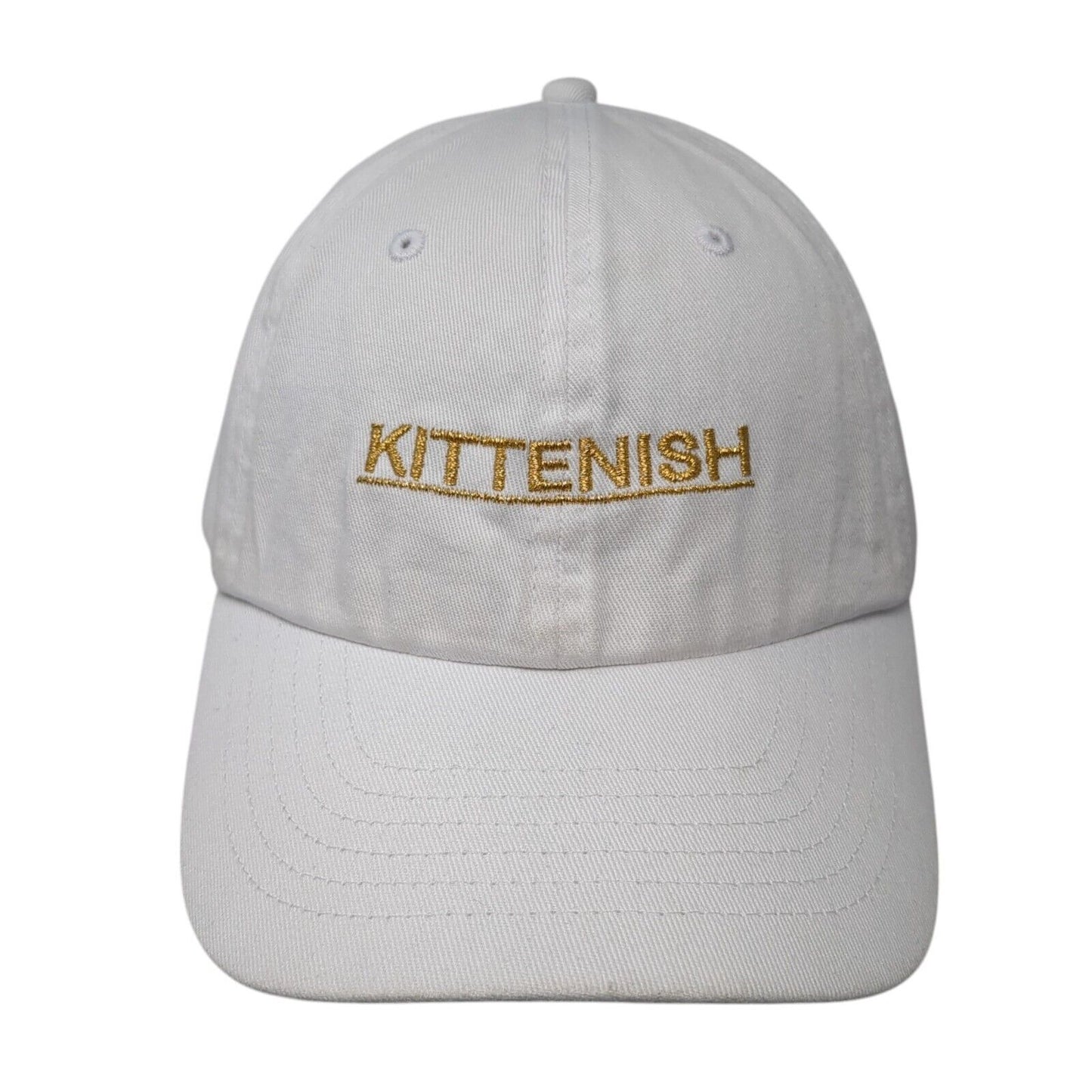Kittenish Slideback Hat White One Size Adjustable Embroidered 6 Panel