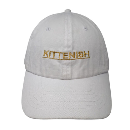 Kittenish Slideback Hat White One Size Adjustable Embroidered 6 Panel