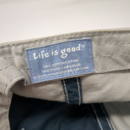 Life is good Blue Gray Baseball Cap One Size Distressed Patch Slideback Hat