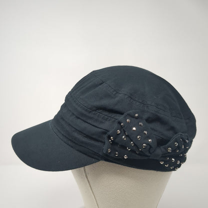 Unbranded Fitted Cadet Army Cap Hat Black One Size Bow Rhinestone