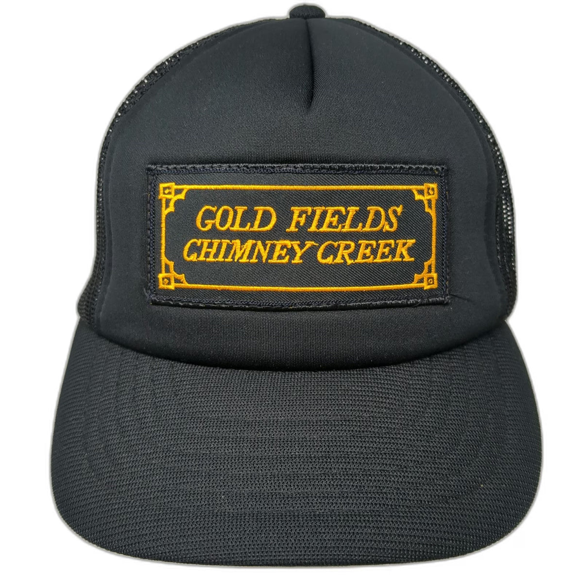 Yupoong Trucker Hat Black One Size Gold Fields Chimney Creek Mesh Snapback