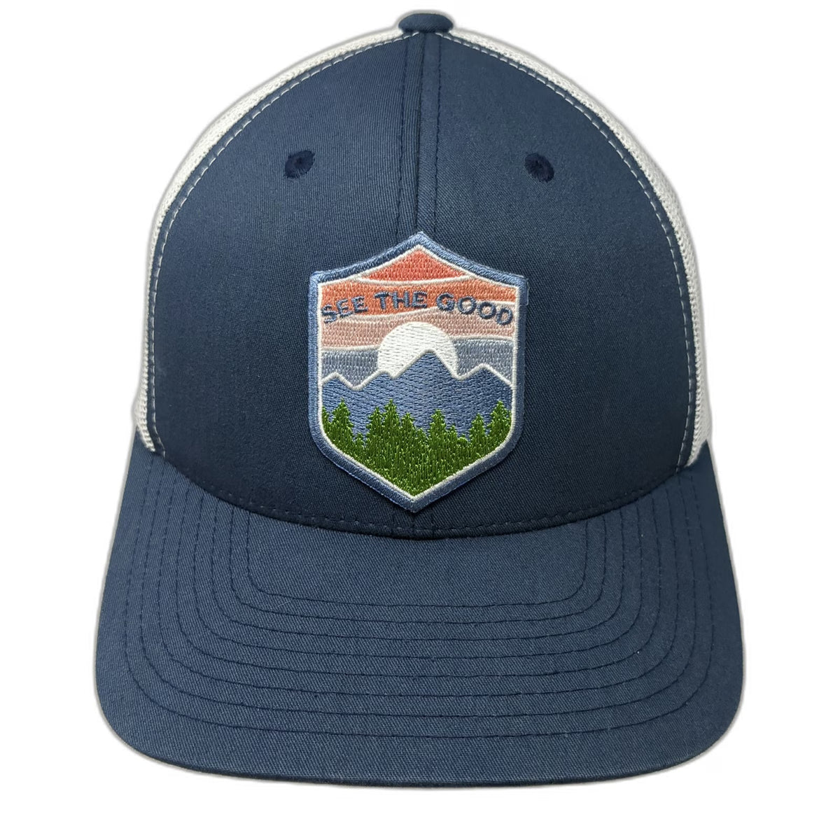 Yupoong Trucker Hat Blue One Size Idaho See The Good Mountain Mesh Patch