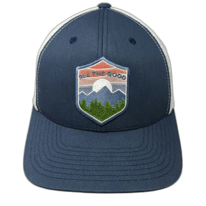 Yupoong Trucker Hat Blue One Size Idaho See The Good Mountain Mesh Patch