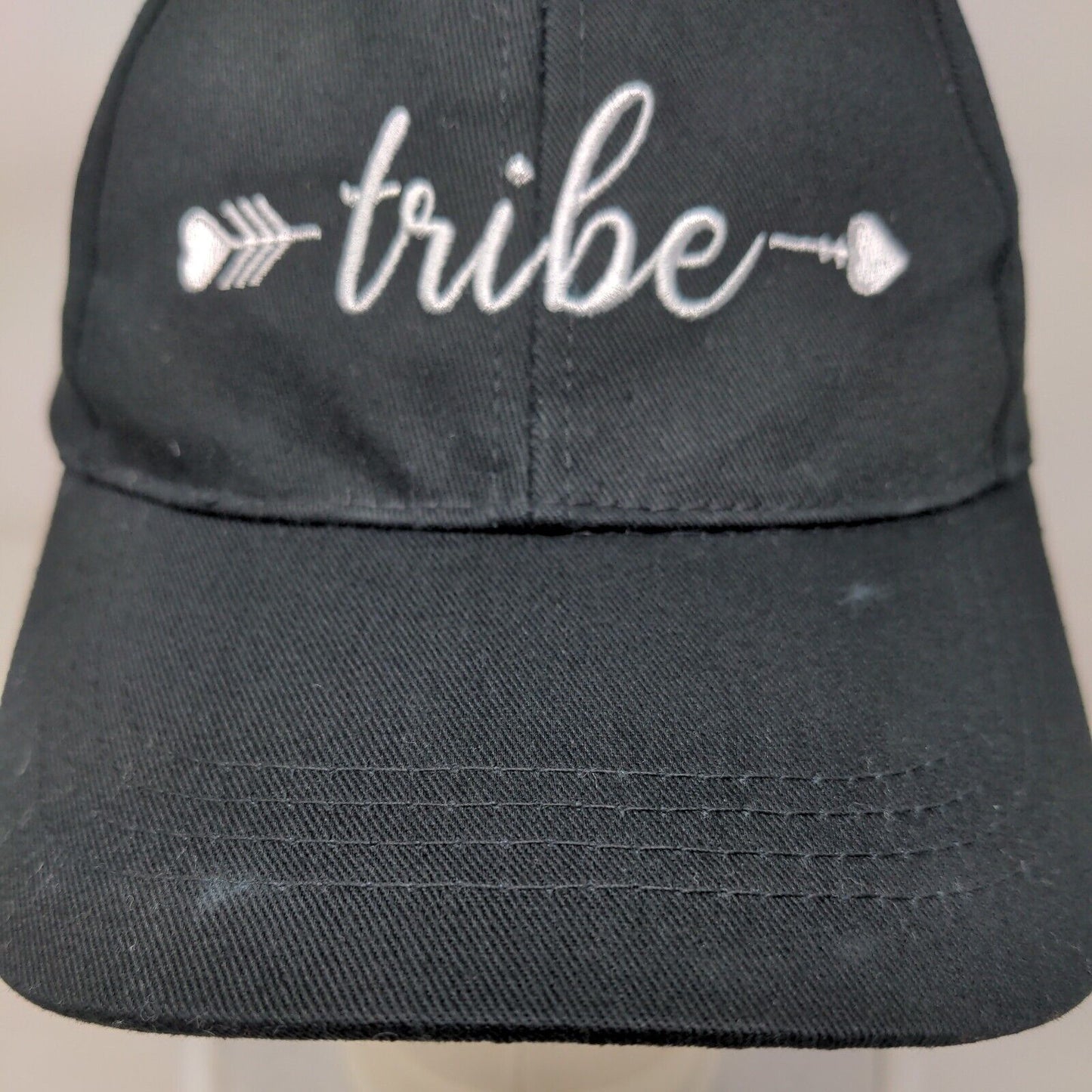 Tribe Slideback Hat Black One Size Embroidered Adjustable Vent Holes