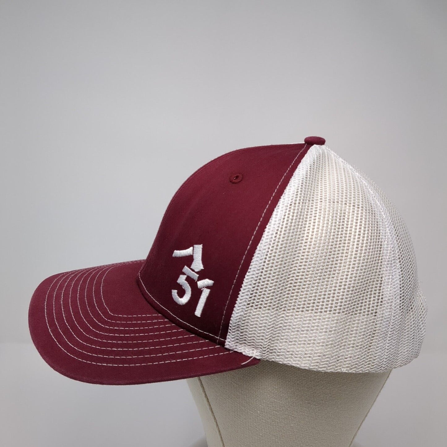 51 Snapback Trucker Hat Red One Size Adjustable Mesh Back 6 Panel Richardson