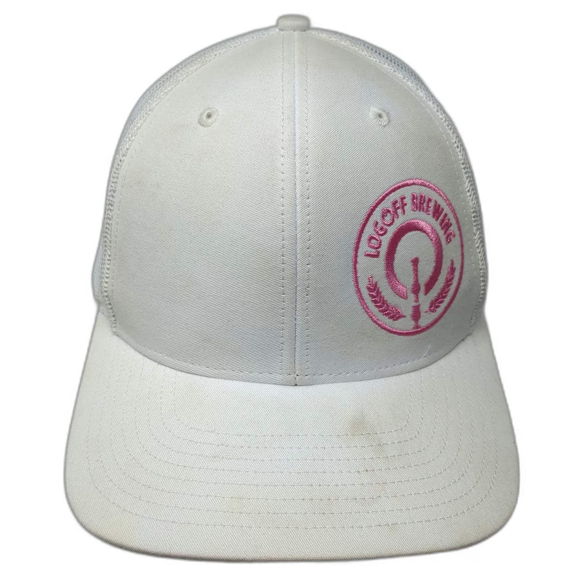 Richardson Trucker Hat White One Size Mesh Snapback Logoff Brewing Beer Craft