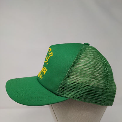 Crown Machinery Snapback Trucker Hat Green OSFA Adjustable Mesh Back