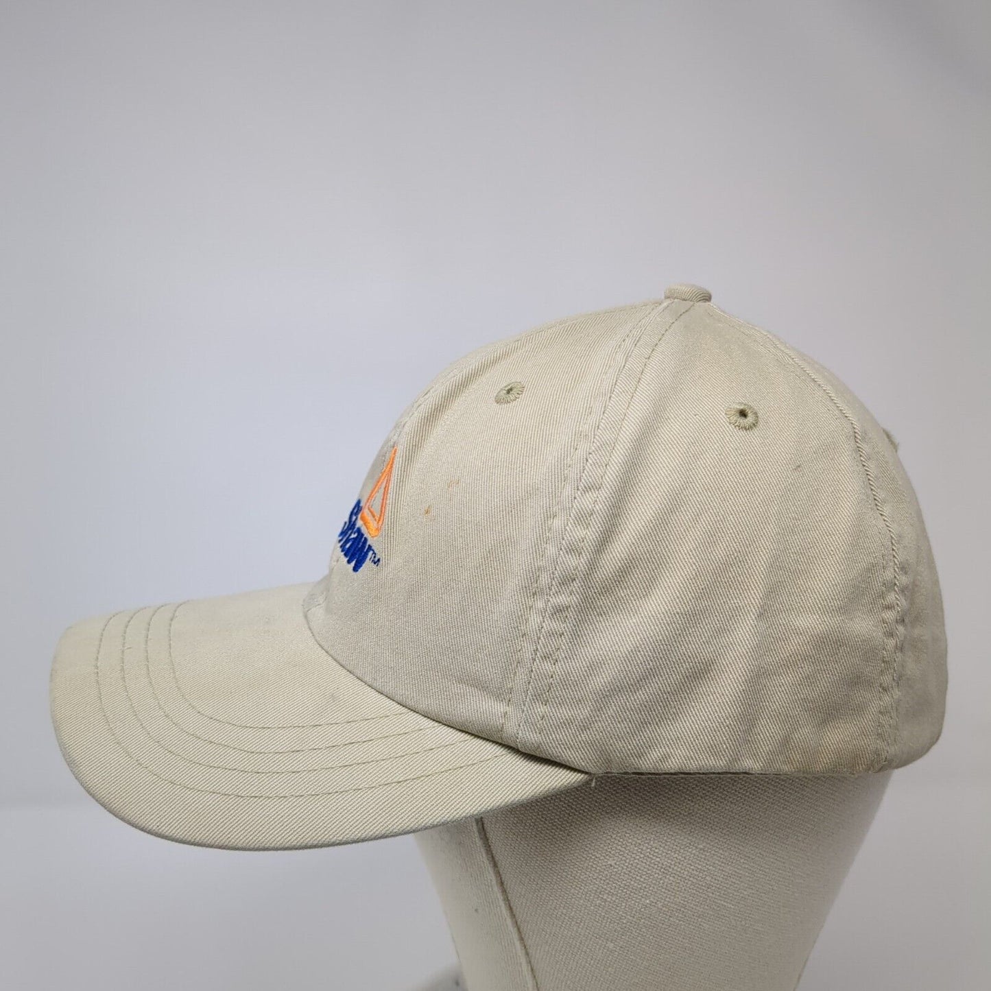 Shaw Slideback Hat Tan OSFA Adjustable Embroidered Vented Holes 6 Panel Cotton