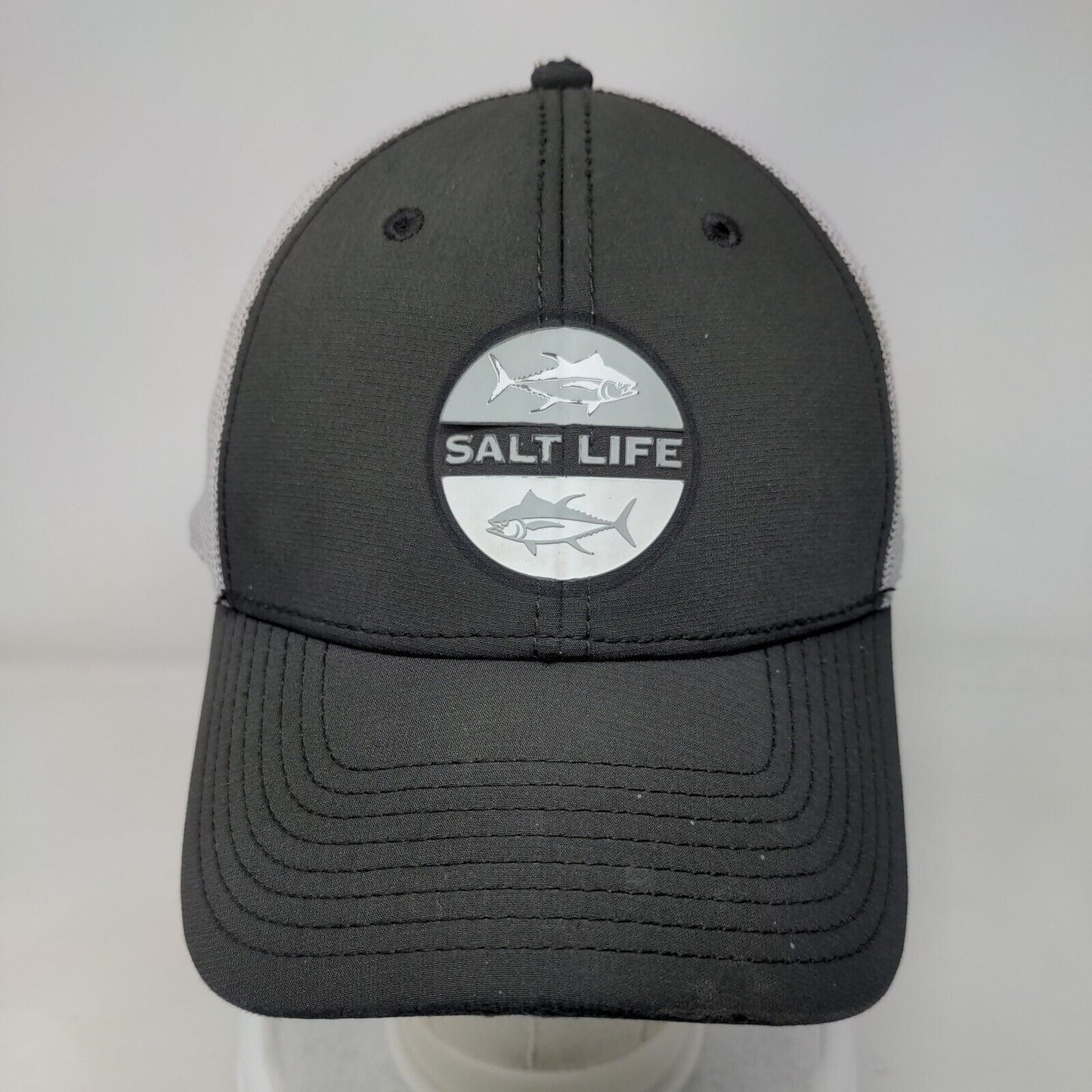 Salt Life Fitted Mesh Back Trucker Hat Black OSFM Colorblock 6 Panel