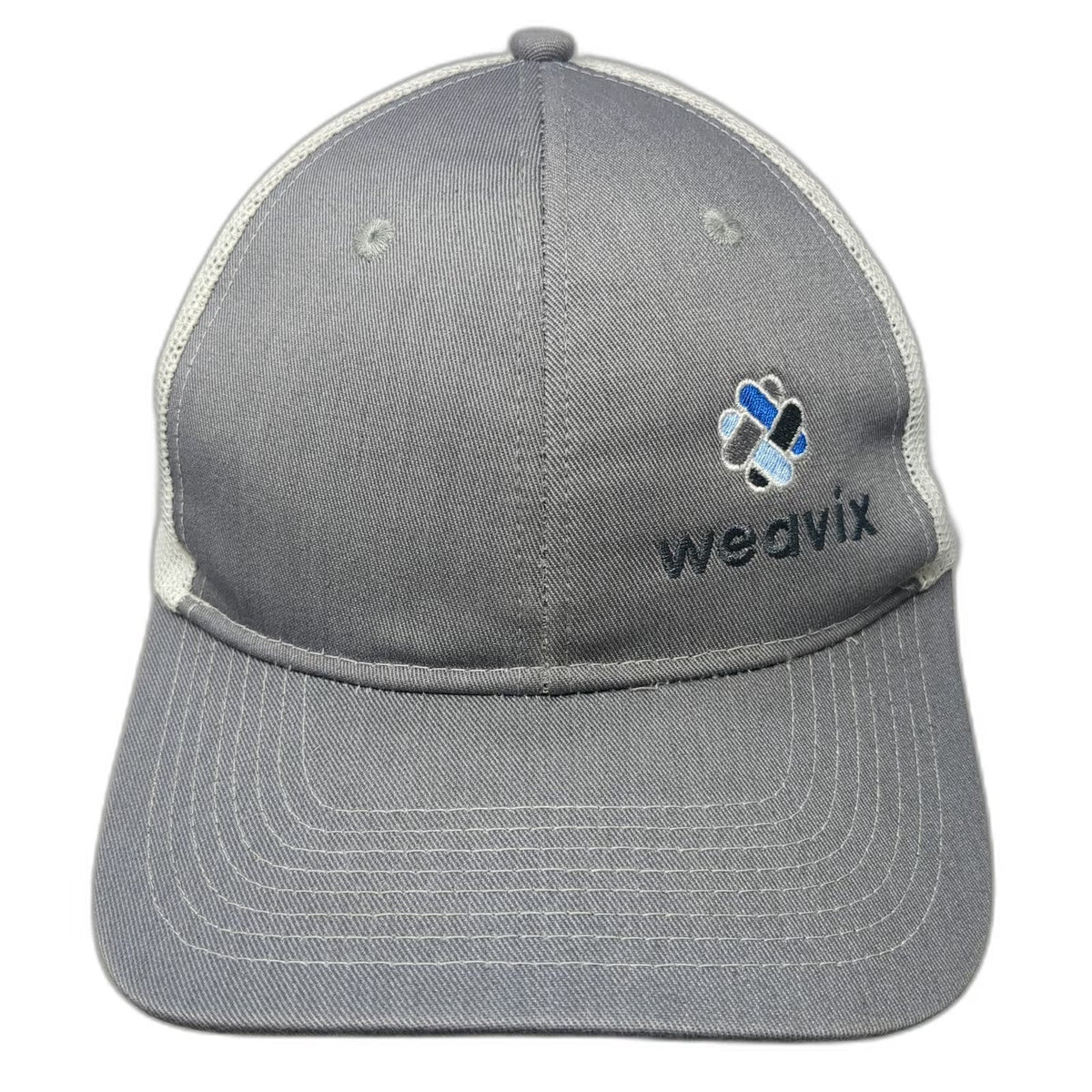 Port Authority Trucker Hat Gray White One Size Weavix Logo Snapback Mesh Back