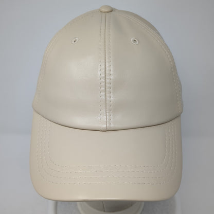Unbranded Strapback Baseball Cap Beige One Size Adjustable Faux Leather Blank