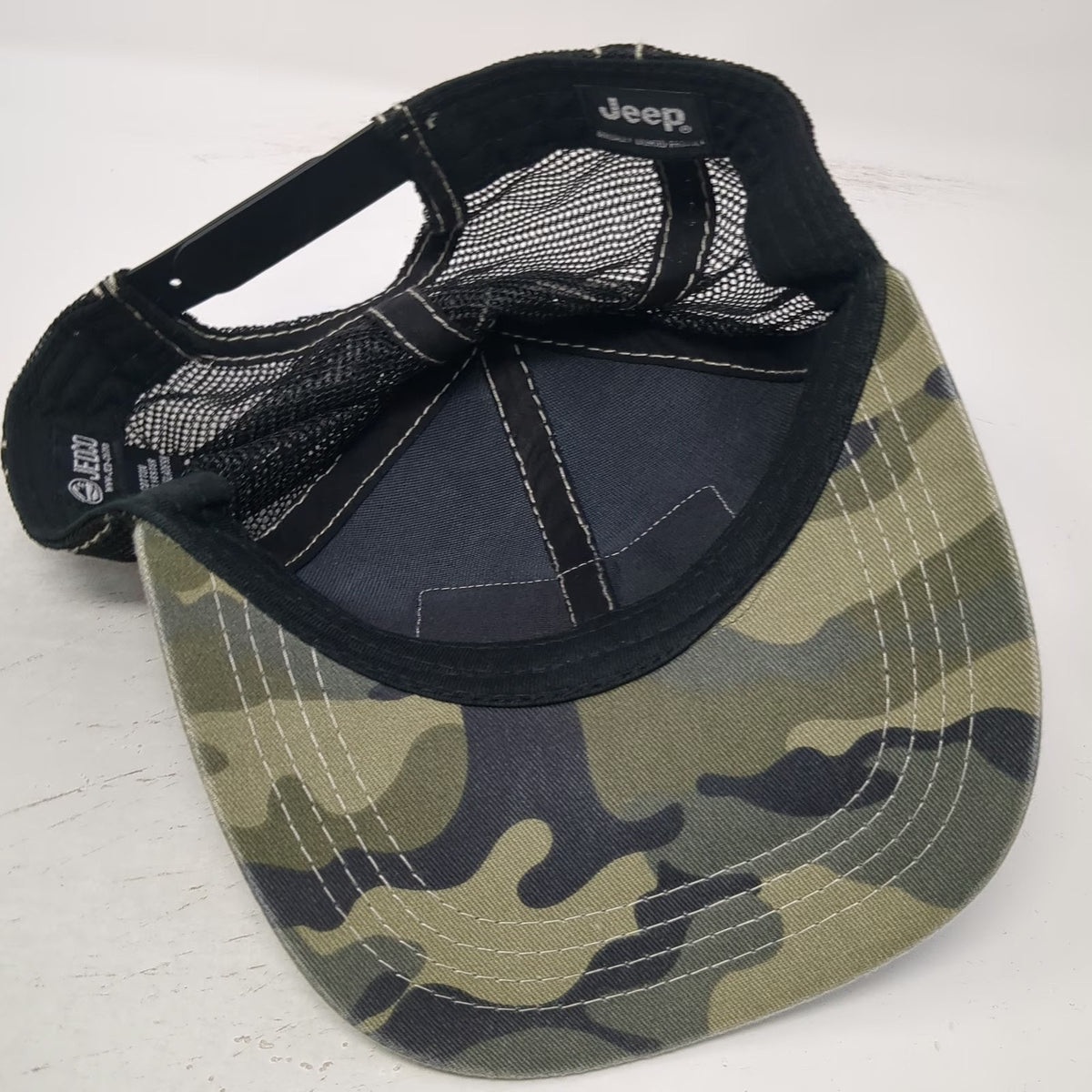 Jedco Jeep Trucker Hat Green Camo American Flag Patch One Size Mesh Snapback