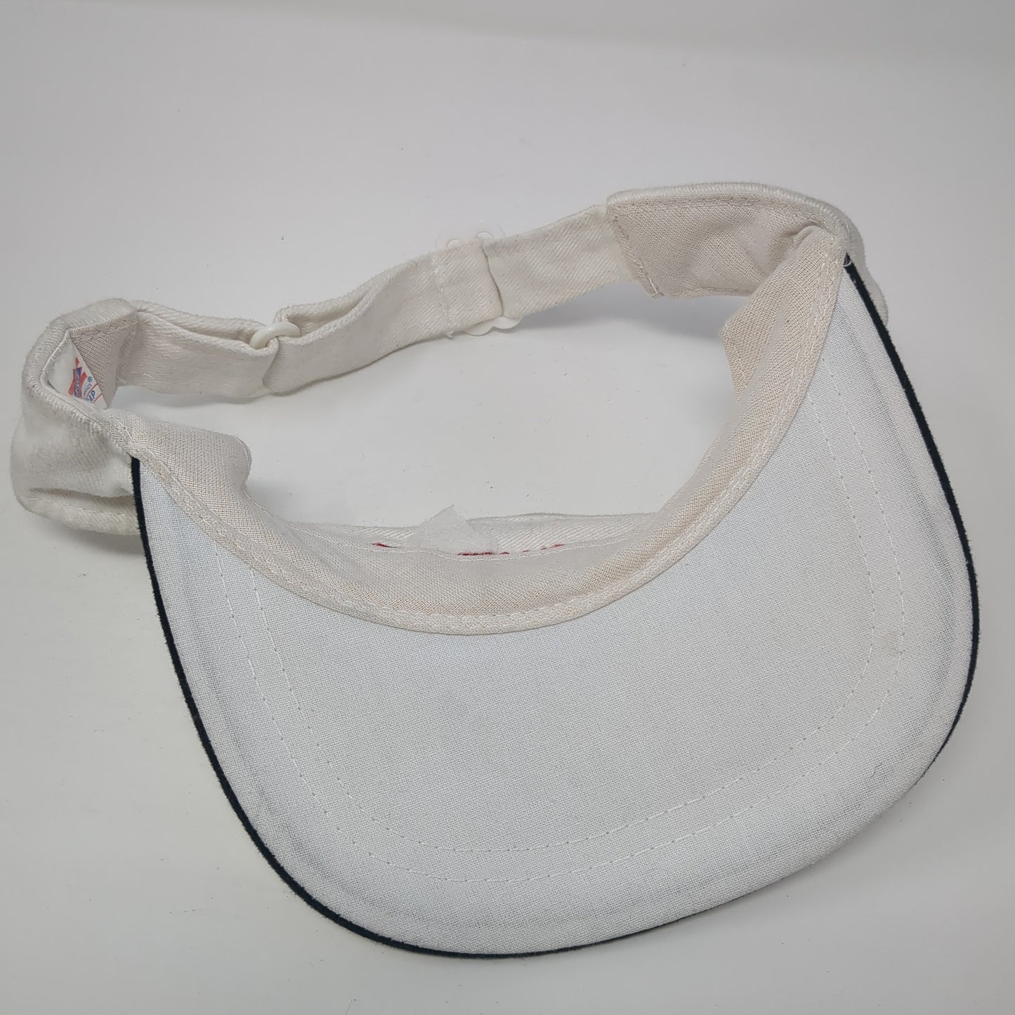 Rockwood Bank Sun Visor Hat White One Size Adjustable Embroidered Nissin