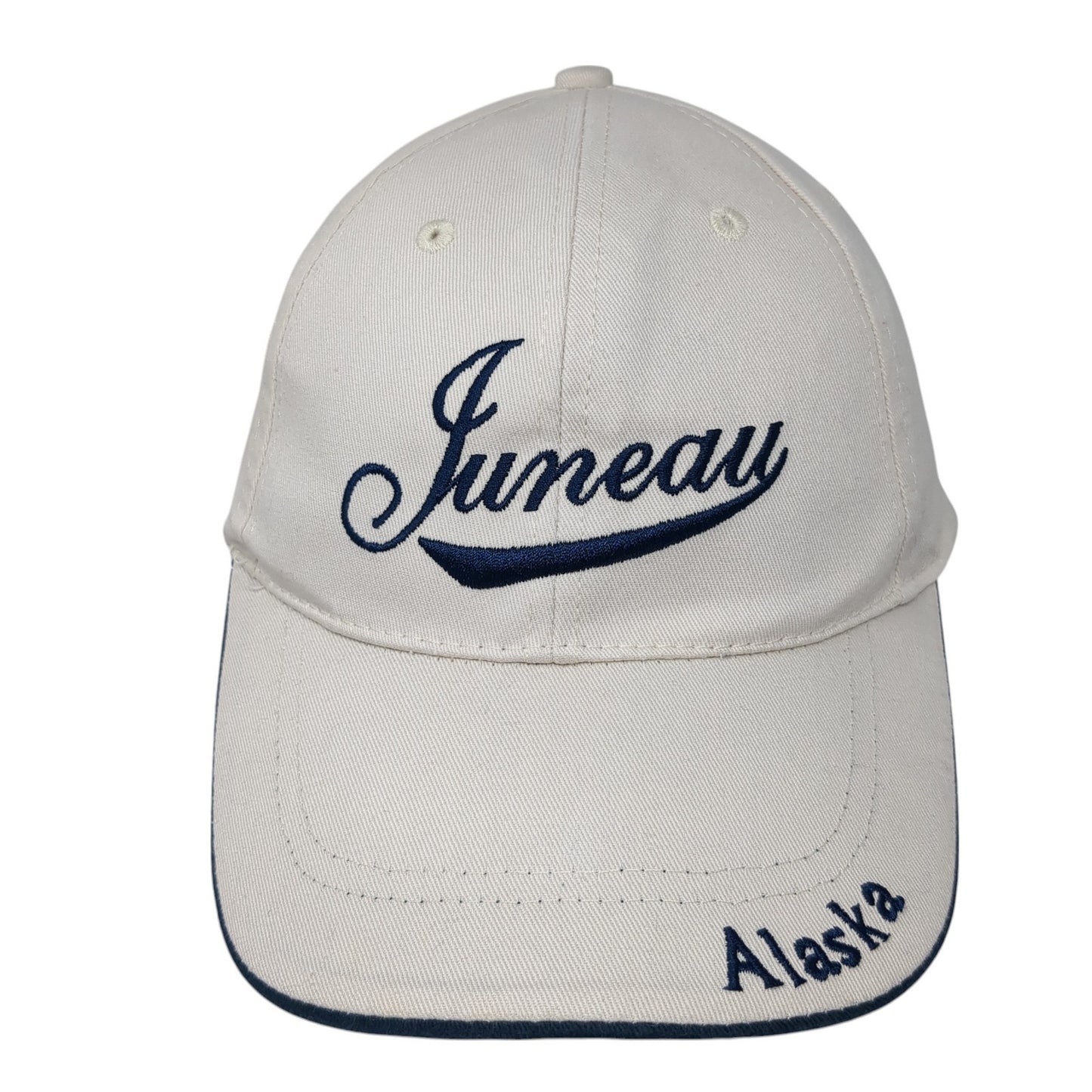 Juneau Alaska Strapback Hat Beige One Size Adjustable Embroidered