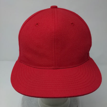 Decky Fitted Hat Red One Size Solid 6 Panel Vent Holes Blank