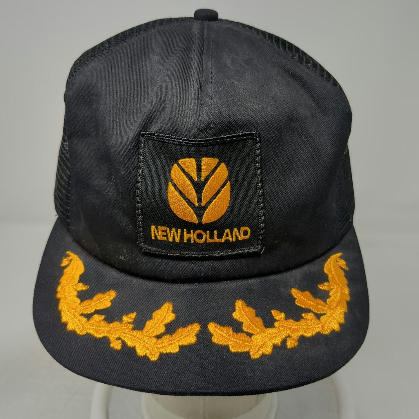 New Holland Trucker Hat Black Mesh Snapback Scrambled Eggs Brim hat Vintage