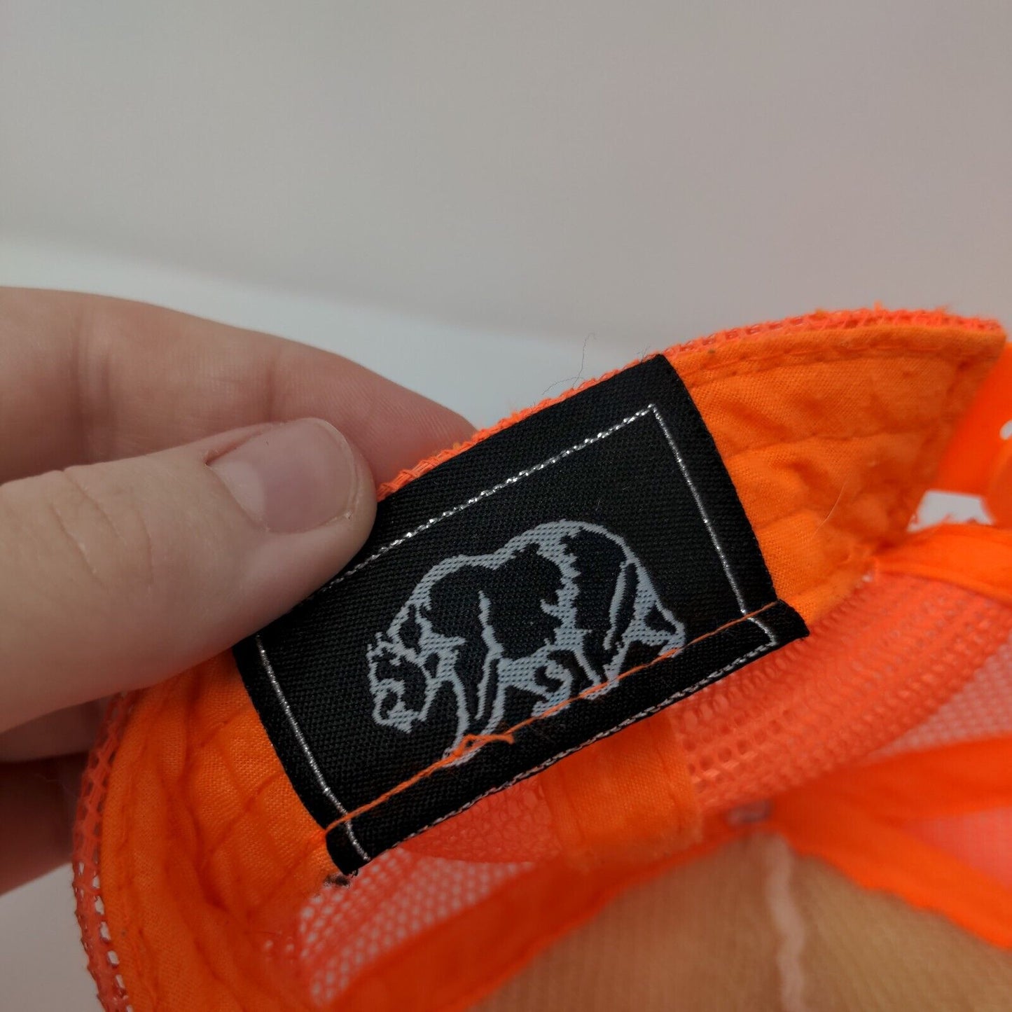 Cali Bear Snapback Mesh Back Trucker Hat Orange One Size Embroidered