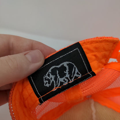 Cali Bear Snapback Mesh Back Trucker Hat Orange One Size Embroidered