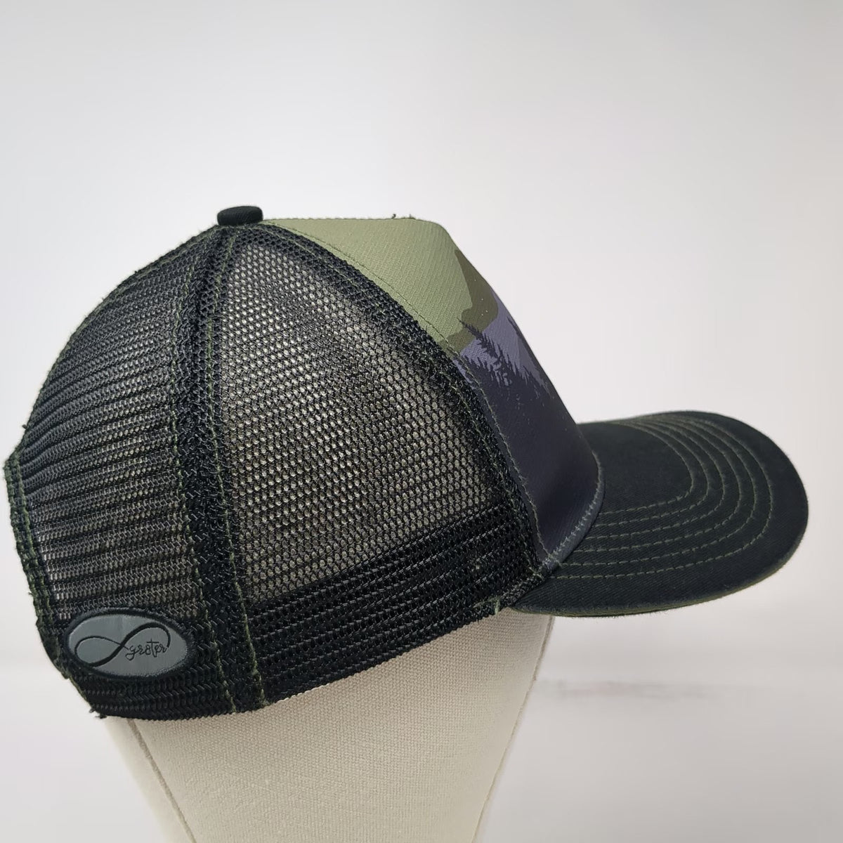 Top of Tamarack Trucker Hat Black One Size Mesh Back Landscape Mountains hat