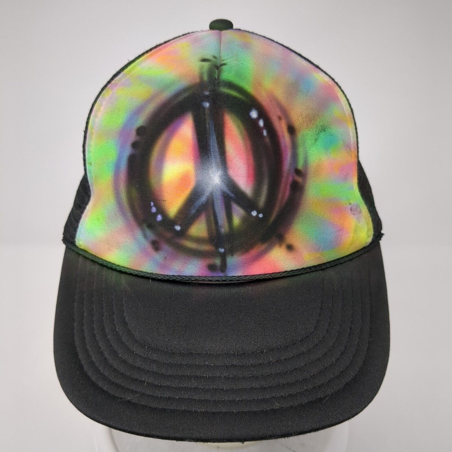 Peace Sign Snapback Mesh Back Trucker Hat Multi OSFA Tie Dye Nissun