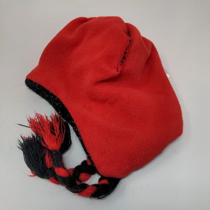 Disney Girls Knit Beanie Cap Black Red Size 4-16 Ear Flaps Fleece Lined
