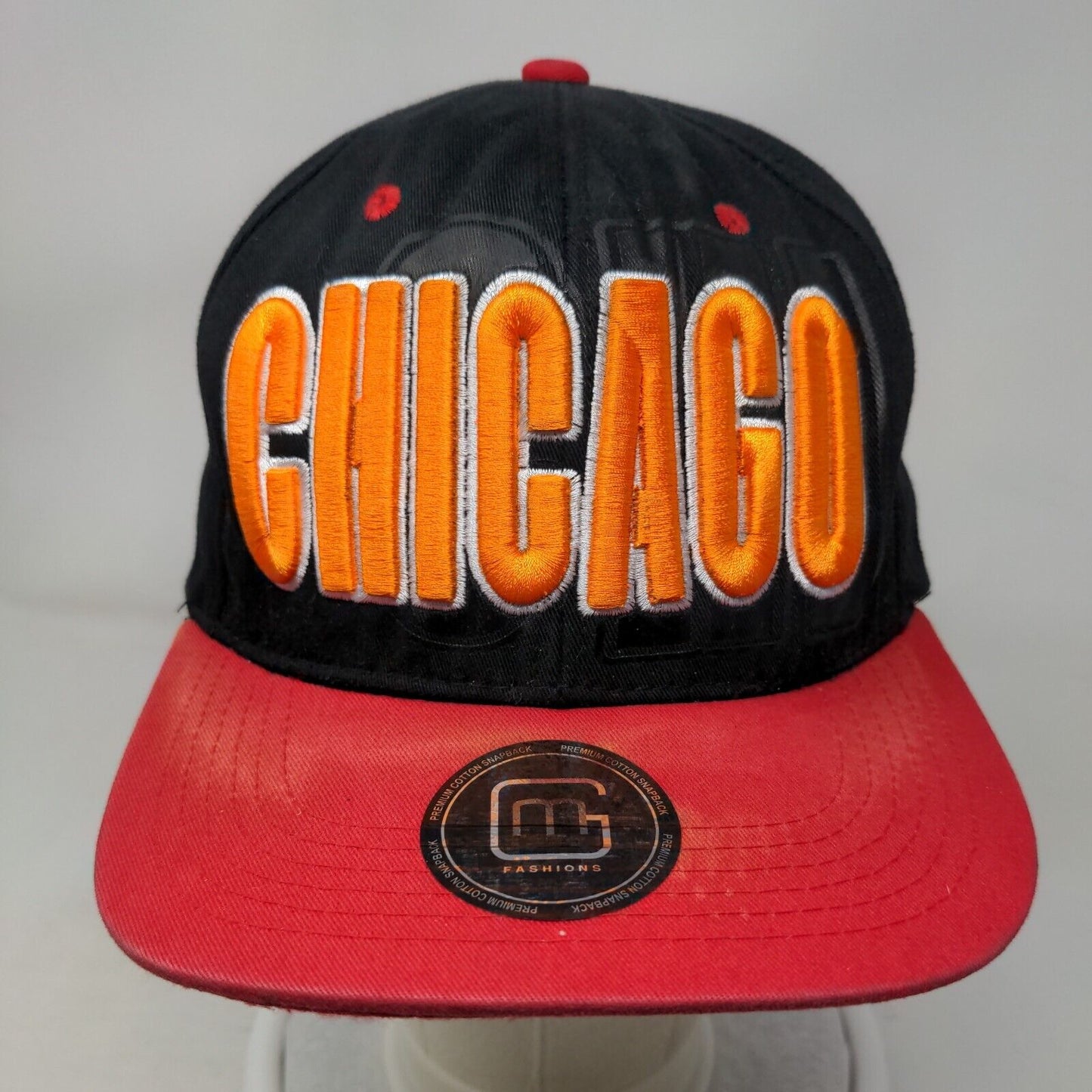 Chicago Snapback Hat Red Black Embroidered Logo Adjustable 100% Cotton