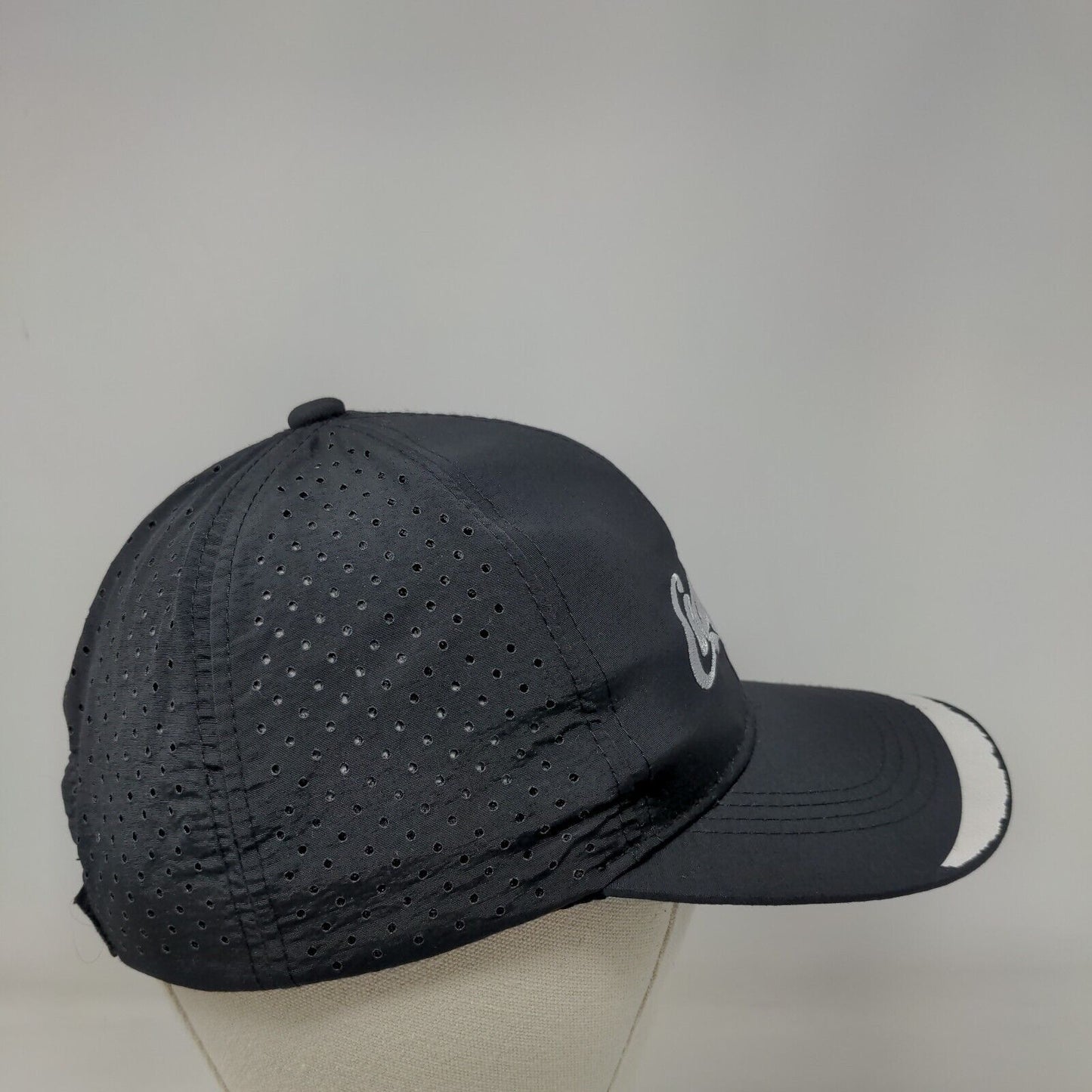 Coca-Cola Strapback Hat Black One Size Adjustable Embroidered Breathable 6 Panel